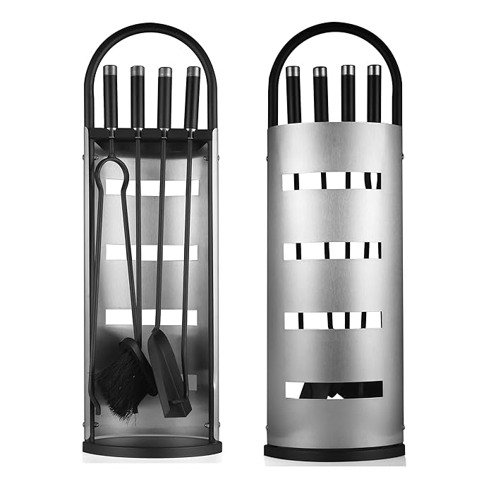 Kaminzubehör 5-teiliges Kaminbesteck Set - Modern Design in Schwarz