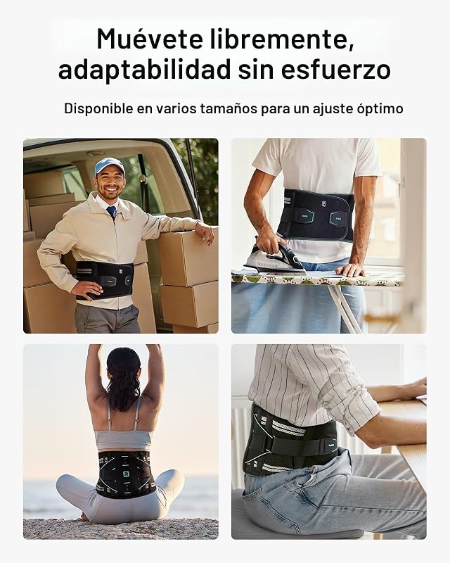 Lumbar Para Hombre y Mujer, Soporte Lumbar 8X Potente con Almohadilla 3D, Soporte de Espalda Transpirable con Correa Ajustable (Azul, Small)