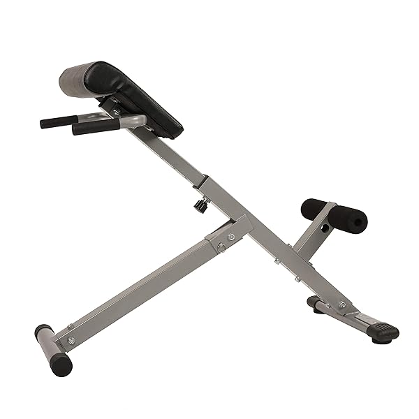 SUNNY HEALTH & FITNESS 45-DEGREE HYPEREXTENSION ROMAN CHAIR WITH ADJUSTABLE HEIGHT AND BACK, GLUTE, HAMSTRING, AND AB WORKOUTS FOLDABLE SIT UP GYM BENCH FOR HOME, GRAY – SF-BH6629