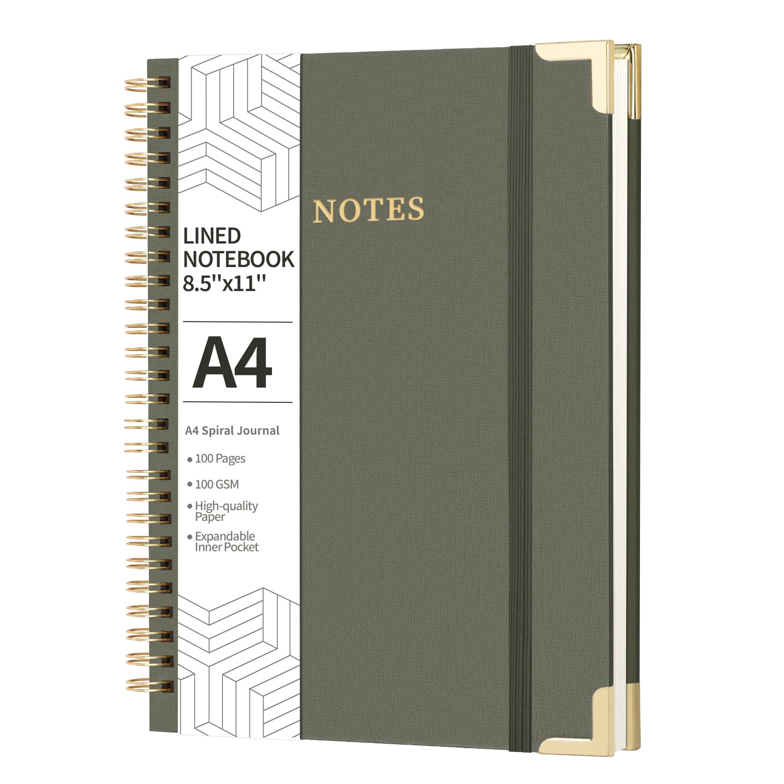 Photo 1 of ALKALO A4 Spiral Notebook Journal, (8.5×11'') 100 Pages Linen Hardcover College Ruled Journaling For Work & Note Taking Thick Spiral Journal For Writing Daily Journal For Women & Men- Green