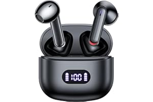 CAPOXO Wireless Earbuds Bluetooth Headphones 60Hrs Playback Ear Buds IPX7 Waterproof Sports Earphones with Wireless Charging Case & LED Power Display Microphone Headset for Android Phone Laptop Black