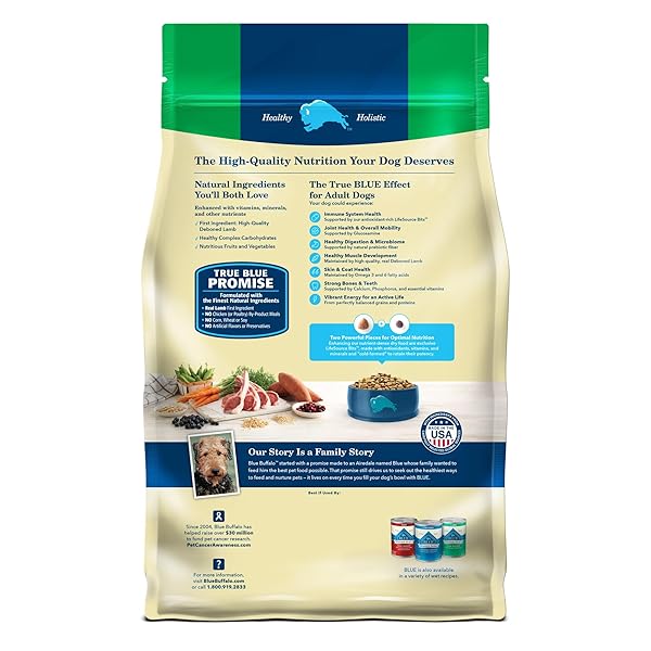 BLUE BUFFALO LIFE PROTECTION FORMULA ADULT DRY DOG FOOD, HELPS BUILD AND MAINTAIN STRONG MUSCLES, MADE WITH NATURAL INGREDIENTS, LAMB & BROWN RICE RECIPE, 5-LB. BAG
