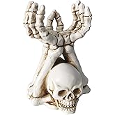 ZASEUCI Gothic Candle Holder & Hand Jewelry Holder – Skeleton Hand Organizer for Rings, Bracelets, Necklaces | Heavy-Duty Polyresin Display, Dark Decor for Halloween Gifts & Gothic Home Office