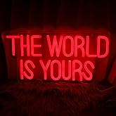 The World is Yours Neon Sign Dimmable The World is Yours LED Sign Wall Decor Gift Suitable for Bedroom Game Room Man Den Cinema Party 14 * 6.8 Inch