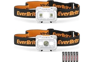 EverBrite LED Headlamp, 4 Lighting Modes, Pivoting Head with Adjustable Headband, IPX4 Water Resistant Perfect for Running, Camping, Hiking, Christmas, and Emergency, 3 AAA Battery Powered(2 Pack)