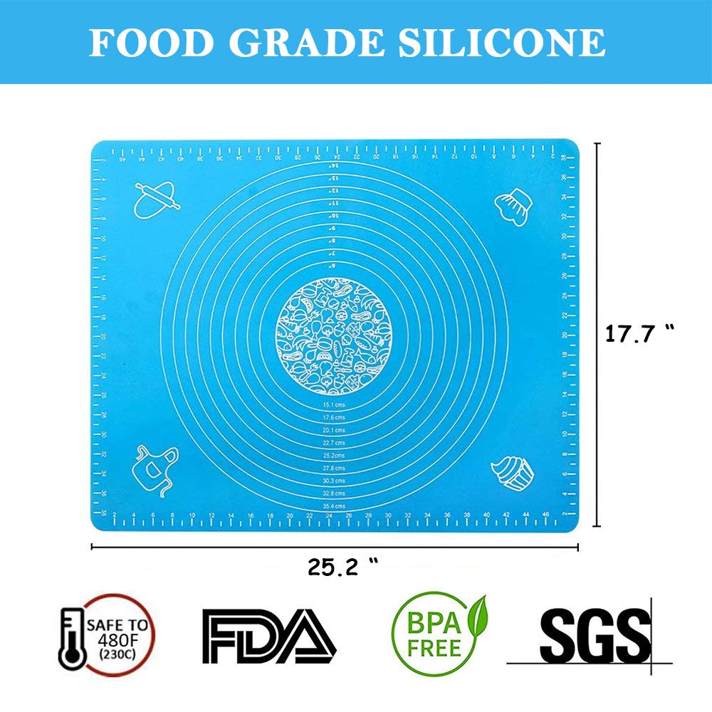 Kitchen Extra Large Silicone Baking Mats with Measurements 25 x 18 Non