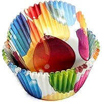 Chef Craft Paper Patterned Cupcake Liners, 50 count, Red/Yellow/Blue/Green/White