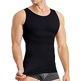 MOLUTAN Mens Compression Shirt Slimming Body Shaper Vest Sleeveless Waist Trainer Workout Tank Top Tummy Control Shapewear