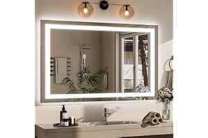 VooBang Large LED Bathroom Mirror 30 x 55 inches - 3 Adjustable Lighting Modes Lighted Smart Bathroom Vanity Mirror, Anti-Fog, Memory Function, Tempered Glass, Wall Mounted Horizontally Vertically