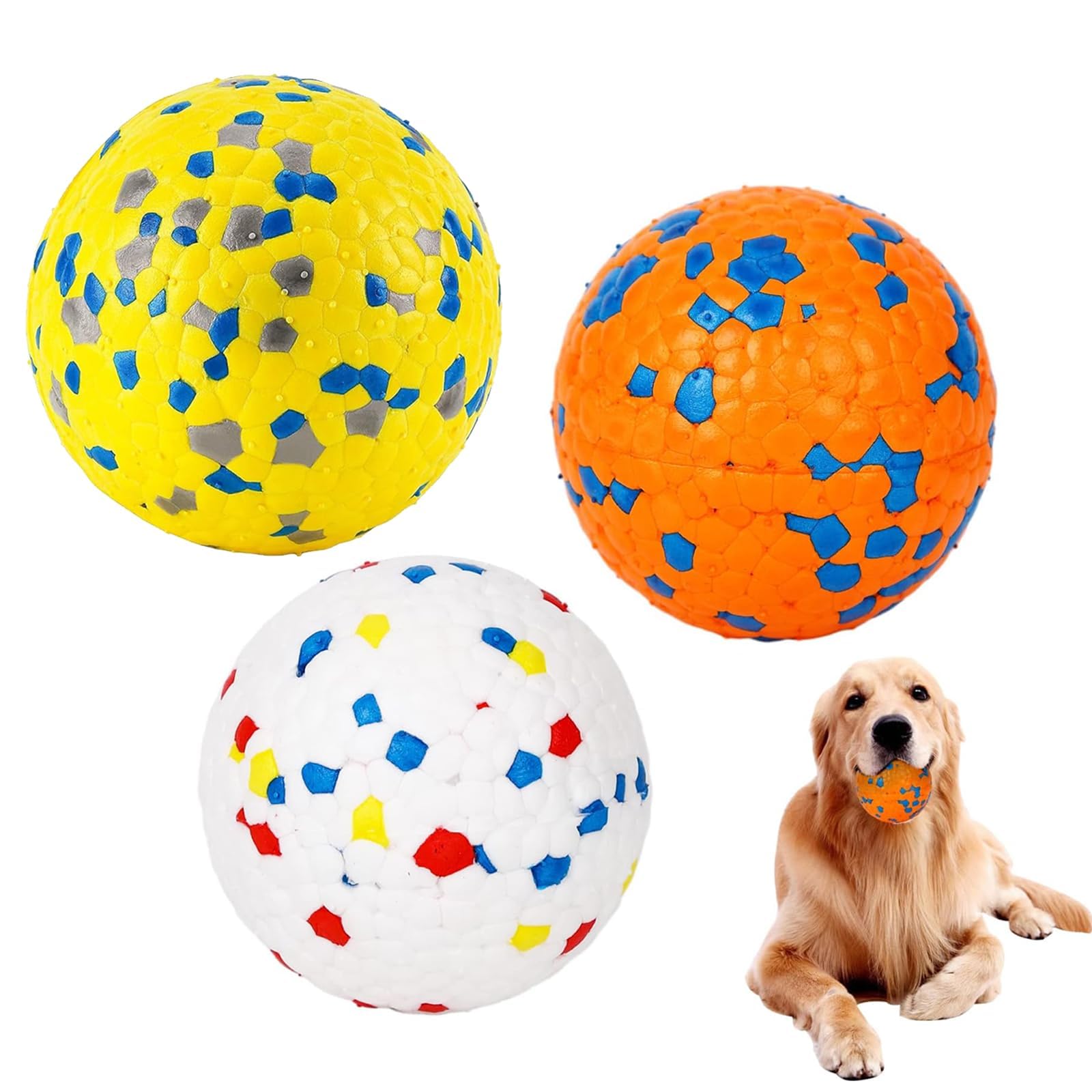 WNXBFO 3 Pack Indestructible Dog Balls Toys, Indestructible Dog Ball, Rubber High Bounce Solid, for Small Medium Dog Water Jump Fetch Play