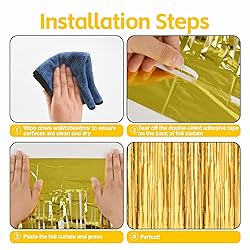 PABUES 3 Pack 3.3 x 6.6 FT Gold Foil Fringe