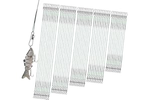 Realure 50 Pcs Stainless Steel Wire Traces Pike Fishing, 5 Size 10cm 15cm 20cm 25cm 30cm Anti-Bite Fishing Leaders with Swive