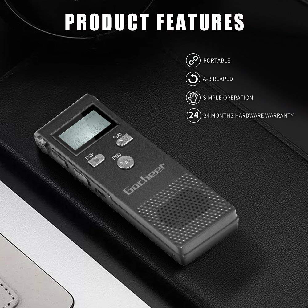 Gocheer 8gb mini monodeal registratore vocale portatile digitale professionale ricaricabile with MP3