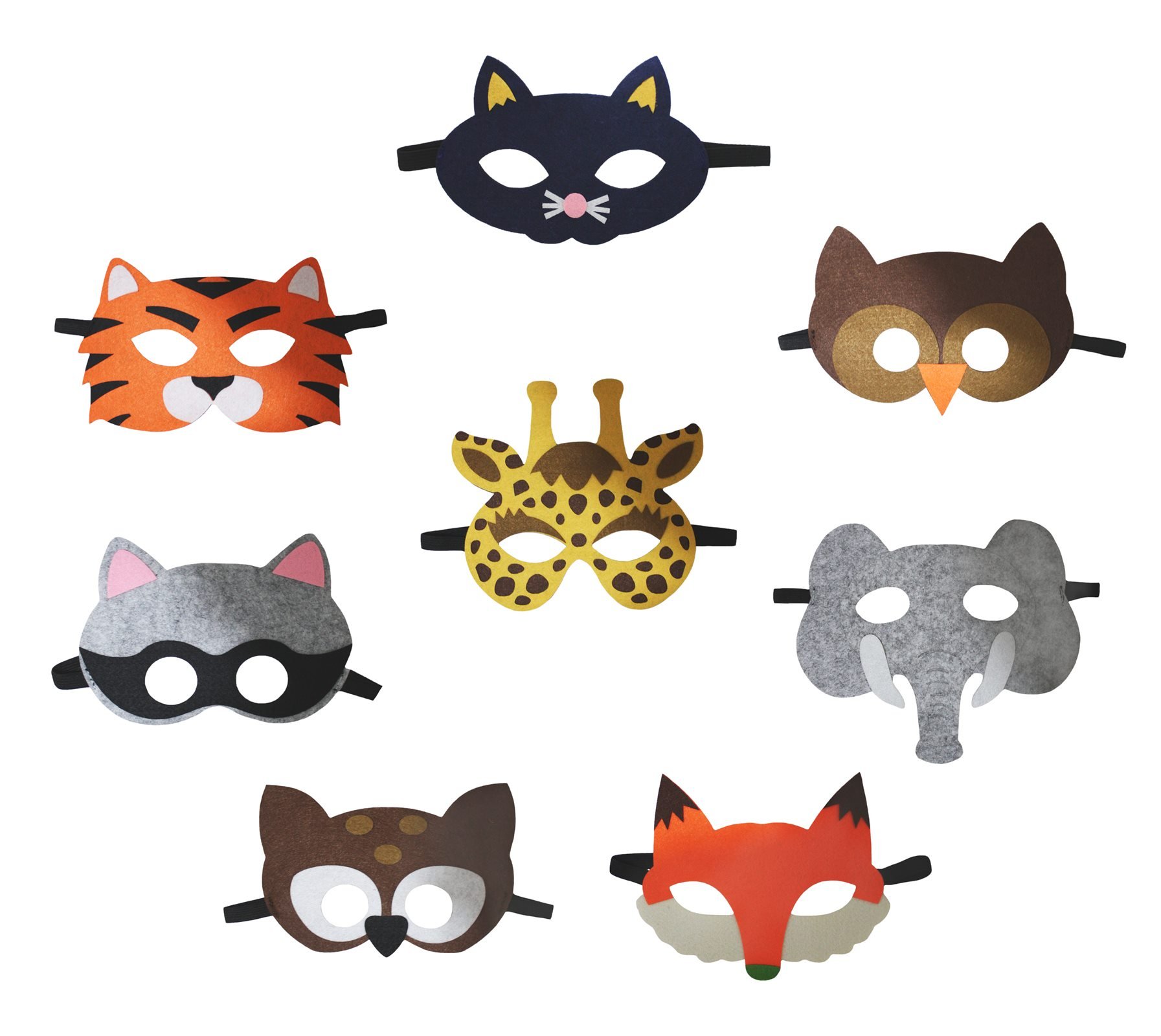 Petitebelle 8 Packs Animal Eye Mask Children Costume 1-8y (Group A, One Size)