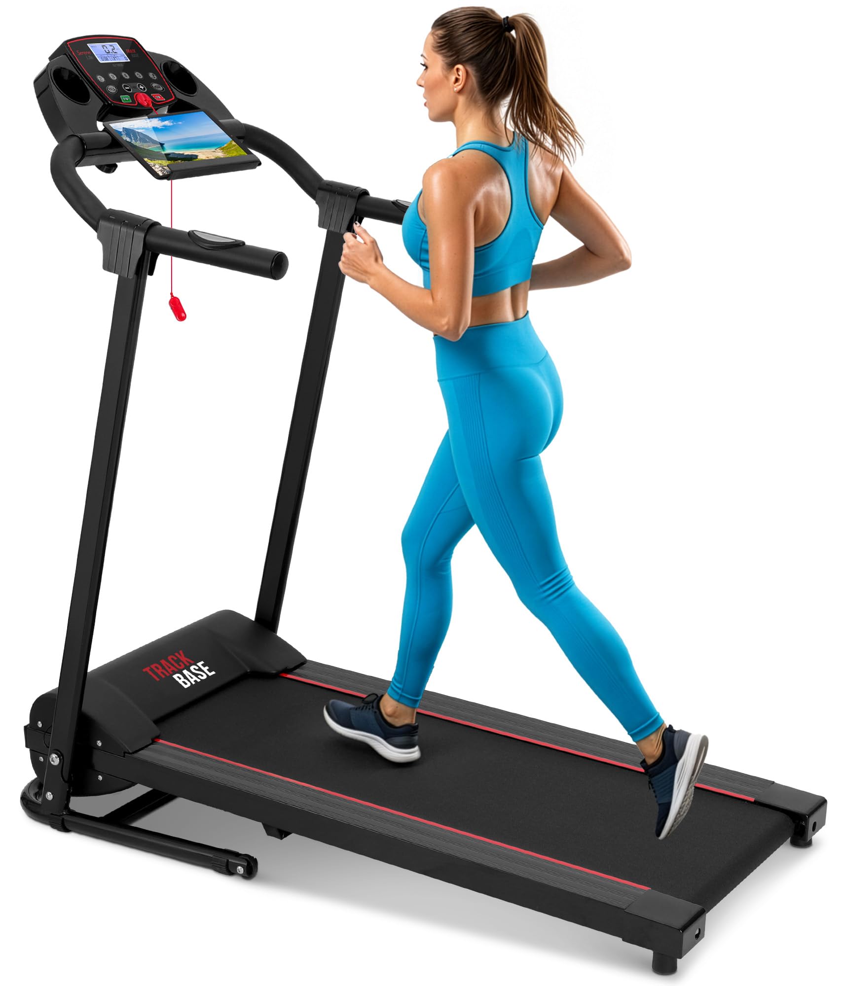 Photo 1 of SereneLife Electric Folding Treadmill - Foldable Home Fitness Equipment for Walking & Running, Indoor Home Cardio Machine with Downloadable App, Safety Key, 12 Training Modes, Bluetooth Connectivity