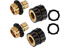 Xiny Tool 3/4 Inch Garden Hose Quick Connect, Quick Connect Garden Hose Fittings, Male and Female Water Quick Release Hose Connector, 2 Set
