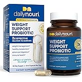 Daily Nouri Weight Support Probiotics for Women & Men | Metabolism + Digestive Support | 3 Clinically Studied Strains | 30-Day Supply