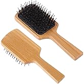 Klabelle Hair Brush - Boar Bristle Hair Brushes for Women men, Paddle Boar Nylon Bristle Hairbrush for Thick Curly Thin Long Wet Dry Hair, Smoothing Massage Detangling, Adds Shine & Health(Rectangle)