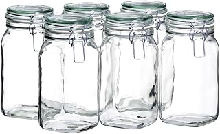 MÄSER 925341 Gothika, Einmachgläser 1,45 l, 6er Set, made in Germany, Vorratsgläser mit Deckel und Drahtbügel zum luftdichten Aufbewahren, Einkochen und Einlegen, Glas, transparent