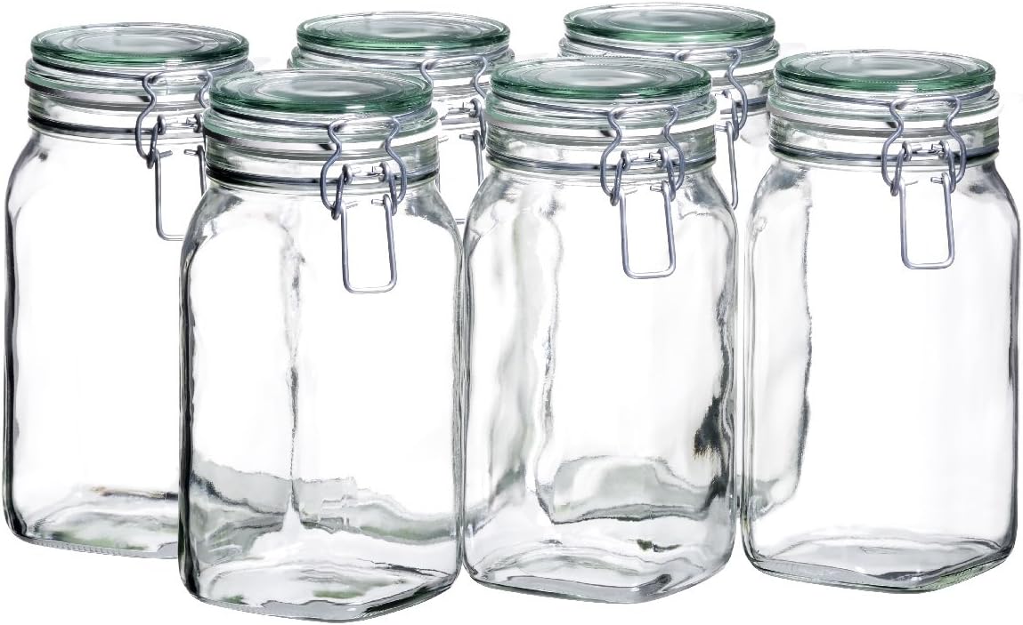 MÄSER 925341 Gothika, Einmachgläser 1,45 l, 6er Set, made in Germany, Vorratsgläser mit Deckel und Drahtbügel zum luftdichten Aufbewahren, Einkochen und Einlegen, Glas, transparent
