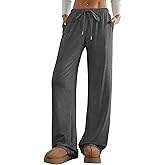Aoulaydo Women's Wide Leg Lounge Pants Low Rise Baggy Pajama Bottoms with Pockets Y2K Pjs Bottoms