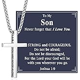 OAVOOK Cross Necklace Gifts for Teen Boys Christian Religious Gift for Boys on Birthday Christmas Fathers Day Baptism