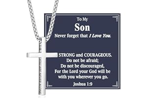 OAVOOK Cross Necklace Gifts for Teen Boys Christian Religious Gift for Boys on Birthday Christmas Fathers Day Baptism