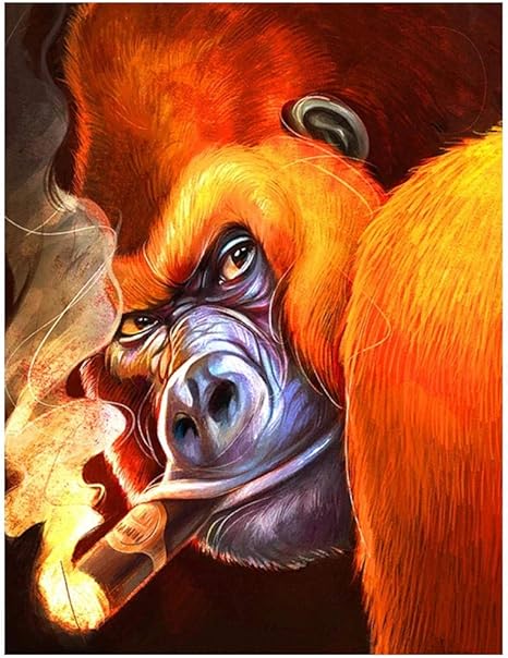 Amazon Kdsmfaモンキーゴリラ喫煙葉巻アートキャンバス絵画動物の壁アートリビングルーム抽象ポスターとプリント家の装飾40 80センチフレームなし ウォールステッカー オンライン通販