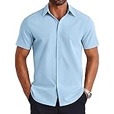 COOFANDY Mens Short Sleeve Button Down Shirt Lightweight Wrinkle Free Untucked Dress Shirts