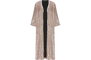 HGps8w Long Sequins Cardigans for Women Long Sleeve Open Front Glittery Party Clubwear Jacket for Holiday Christmas