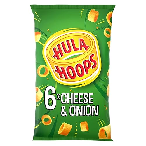 Hula Hoops - CHEESE & ONION Multipack 6 x 24g Bags - Deliciously Crunchy Potato Rings - Completely free from artificial flavours, colours and MSG, Suitable for Vegetarians.
