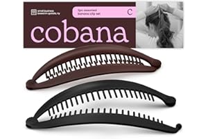 Cobana Banana Clip Hair Clips - Volumizing Hair Claw Clips & Hair Styling Accessories for Thick & Thin Hair - Large 6'' Set of 2 (Black and Brown)