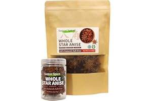 SAMAR SPICE Whole Star Anise | 7oz+1.4oz Bulk Supply & Travel Packs | Fresh-Dried for Pho, Tea, Asian Recipes | Chef-Approved Resealable Spice Bags with Intense Aroma (200g+40g)
