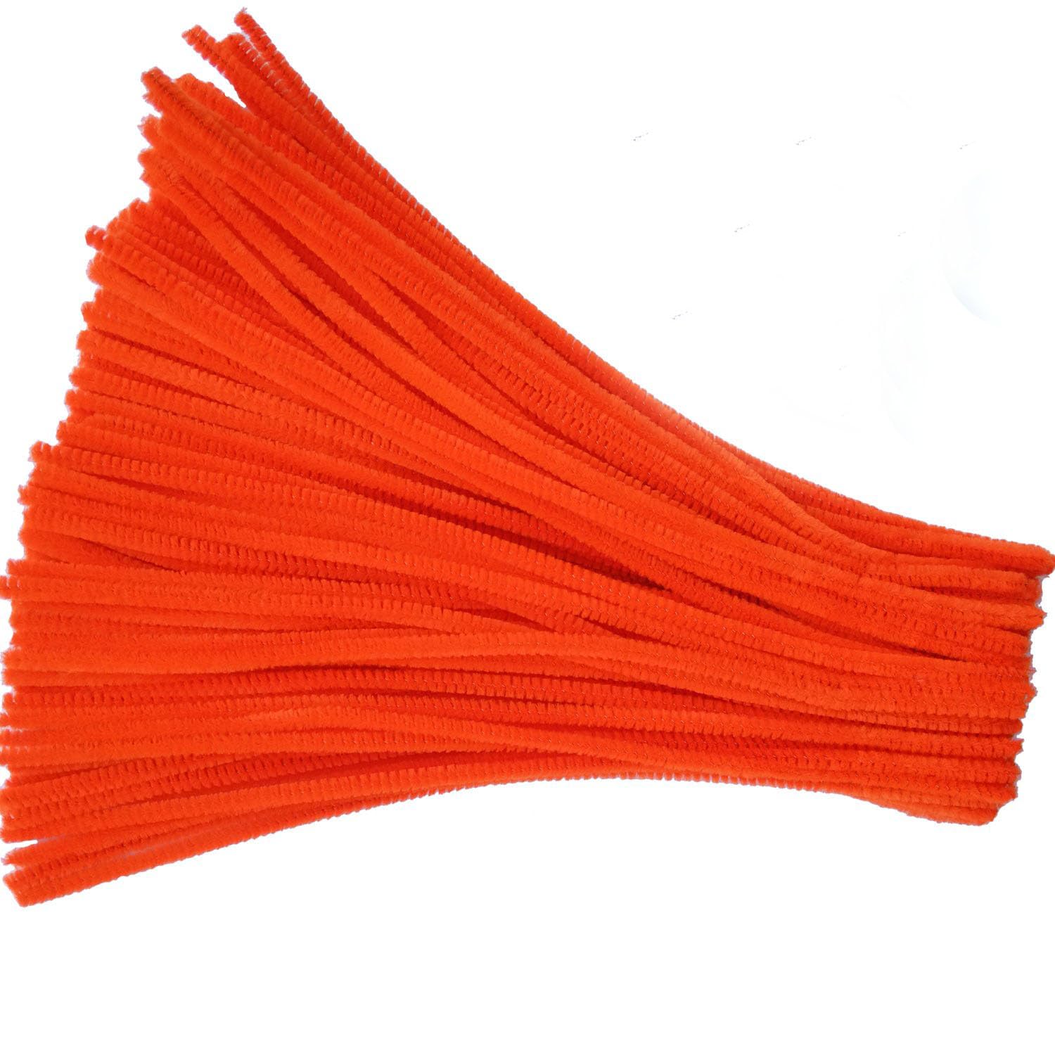 Carykon 100 Pieces Fuzzy Chenille Stems Pipe Cleaners for Arts and Crafts (Orange)