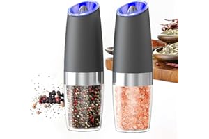 PEIPU Electric Pepper and Salt Grinder, Seasoning Mill，Adjustable Coarseness,with LED Light,One Hand Automatic Operation, Sta