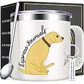 Lifecapido Vet Tech Gifts, Vet Tech Week Gifts, Express Yourself Dog 14oz Insulated Coffee Mug, Veterinarian Birthday Christmas Gift for Women Vet Veterinarian Assiant Pet Lover