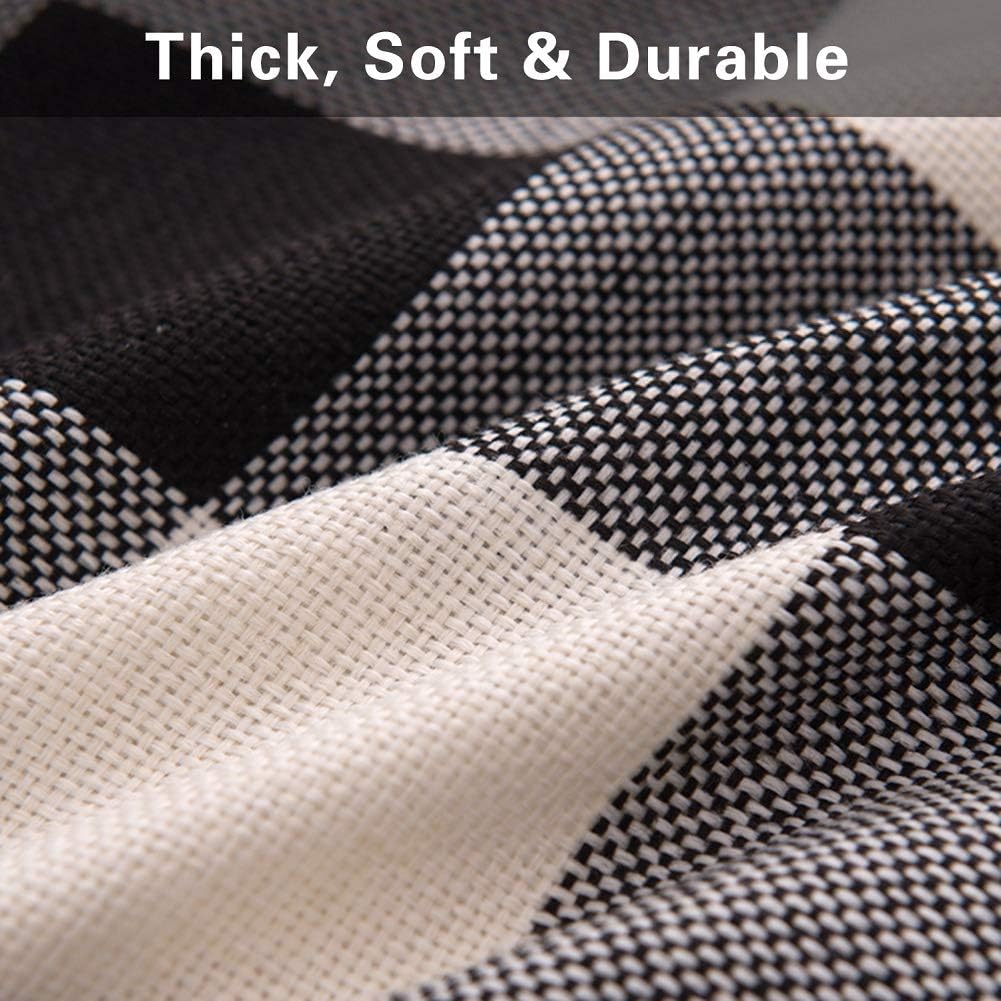 Burlap Farmhouse Decor Buffalo Checkers Plaid Cotton Linen Decorative Throw Pillow Cover Rustic Cushion Cover Pillowcase for Sofa 18 x 18 Inch, Set of 2 (Black/White, 18"×18"): Kitchen & Dining