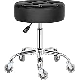 BEWISHOME Heavy Duty Rolling Stool with Wheels, Height Adjustable, 450lb | 4" Thick PU Leather Padded Seat, Quiet Rubber Casters,360&deg; Swivel Rolling Stool for Medical, Salons, Spas &amp; Tattoo Studios