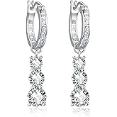AENEAS Valentines Day Gifts for Women Long Cubic Zirconia Dangle Drop Earrings for Women 925 Sterling Silver Trendy Dangling Hoop Earrings Trendy Jewelry Anniversary Christmas Birthday Gift for Wife Her Mom