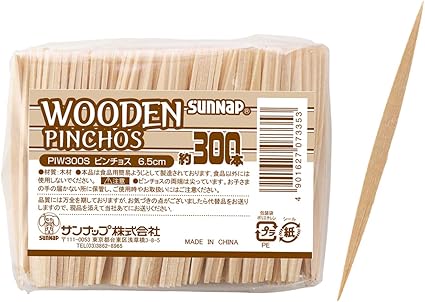 Amazon サンナップ ピンチョスピック 300本 食材にしっかり刺さる木製ピックス お洒落なバルを演出 スペイン風爪楊枝 65mm サンナップ Sunnap 箸 カトラリー ピック 通販
