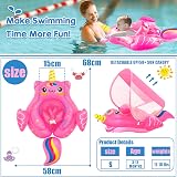 COSORO Newborn Baby Swimming Float 3-12 Months Pink Unicorn Sun Canopy view 2