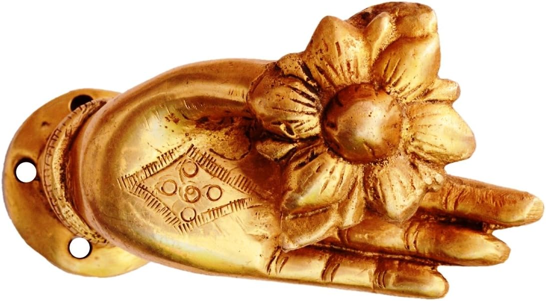 Purpledip Brass Door/Window/Cupboard Handle: Buddha's Blessing (11130), Gold, large - Image 3
