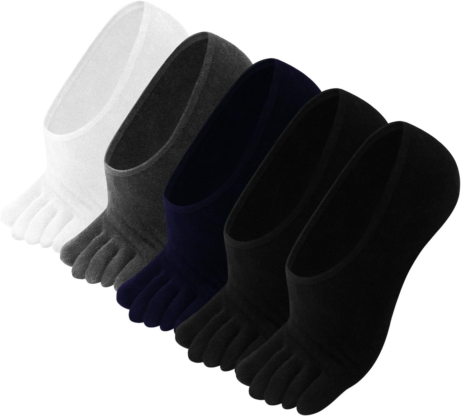 Toe Socks NO Show Cotton Five Fingers Crew Ankle Socks for Men Women 5 Pack