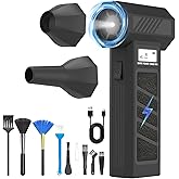 Electric Air Duster - OVVGO Compressed Air Duster Cordless Air Blower Rechargeable, 130000RPM 4-Gear Adjustable Dust Blower with LED Light Portable Duster for Cleaning Computer Keyboard Car Outdoor
