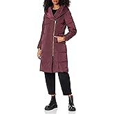 Cole Haan Women's Taffeta Down Coat With Bib Front and Dramatic Hood