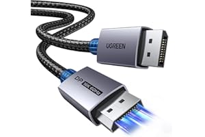 UGREEN 16K@60Hz Displayport Cable 2.1, 80Gbps DP Cable 8K@240Hz 4K@480Hz Aluminum Video Display Port Cord, HDR, HDCP2.3, DSC1