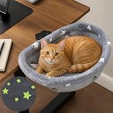 Himake Cat Desk Bed, Adjustable Cat Desk Hammock, Cat Bed for Desk | Glow in The Dark, Removable Washable Cover, Sturdy Metal Frame, Desk Cat Bed, Cat Desk Perch, Supports up to 50 Lbs
