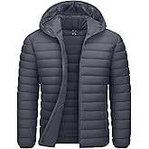 CRYSULLY Men's Puffer Jacket with Hood Lightweight Warm Winter Coats Water-Resistant Windproof Packable Bubble Jackets