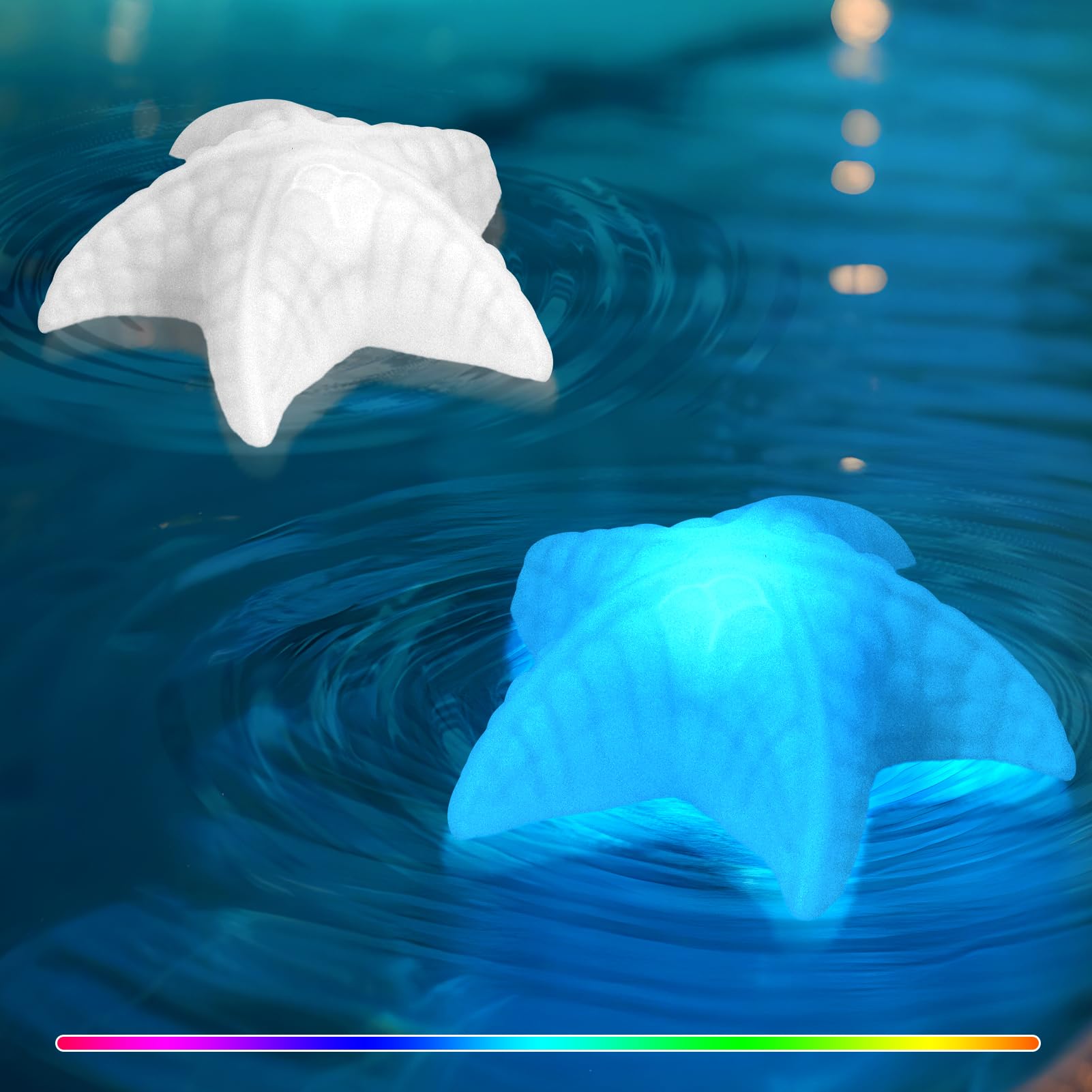 NiceBuy Solar Floating Pool Lights with 8-Color Remote & IPX6 - Set of 2 LED Decorations for Swimming Pools, Ponds, Gardens and Outdoor Ambiance Lighting (White)