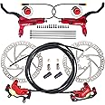 CooMeng Zoom HB876E 2-PIN/3-PIN 4-Pistons E-Bike Electric Power-Off Hydraulic Brake Set with 180mm Rotors, Pre-Bled Hydraulic Disc Brake Caliper Lever for eBike (Included Mounting Adapter)